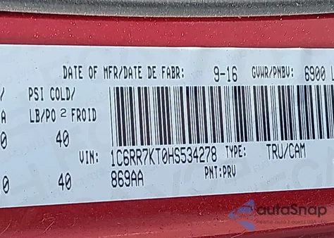 2017 Ram 1500 St z USA, uszkodzony, nr VIN 1C6RR7KT0HS534278